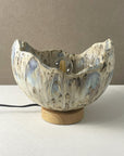 lampe bohème avec pied en bois bleu brun beige