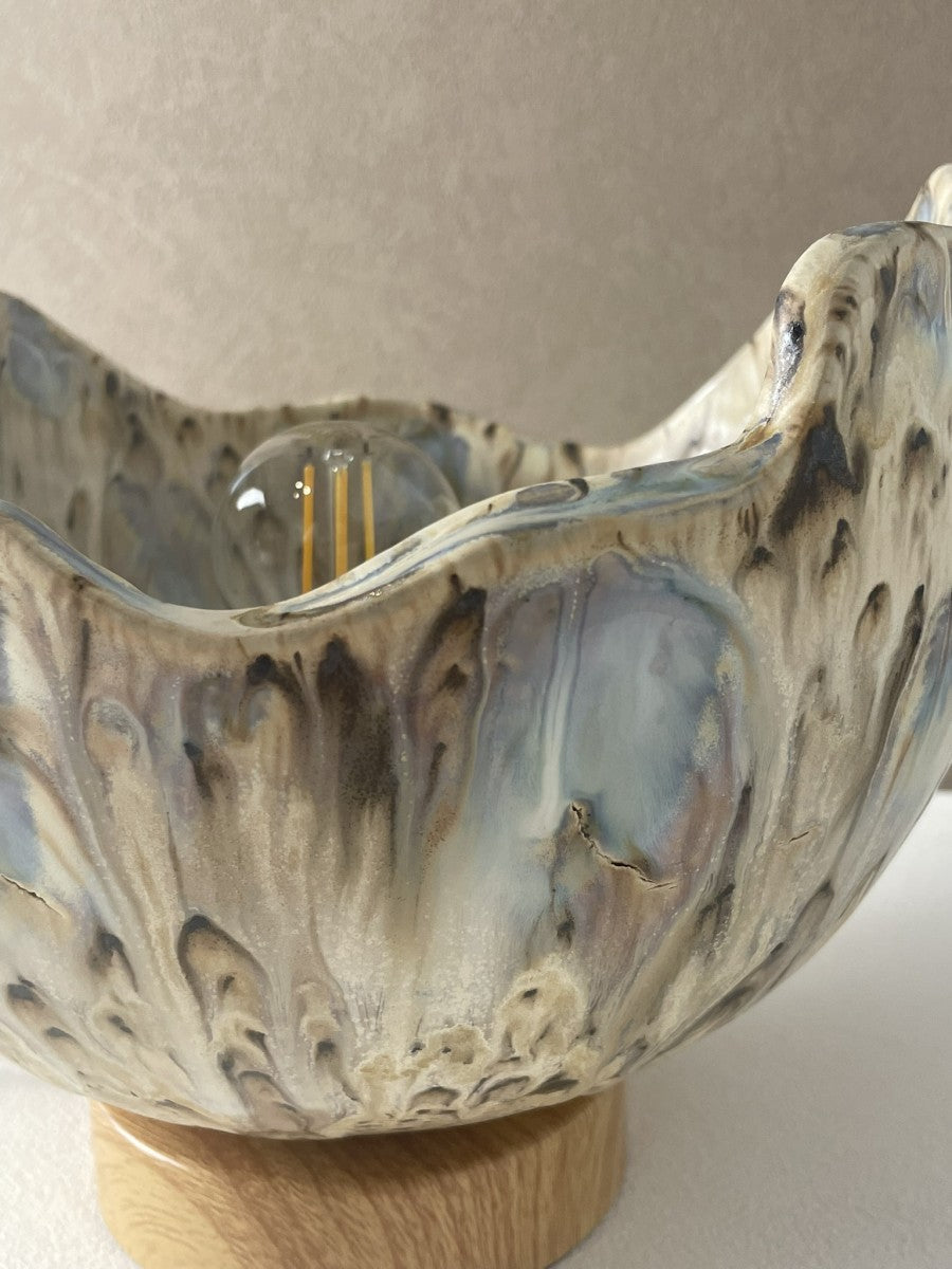 lampe couleur naturelle pied en bois