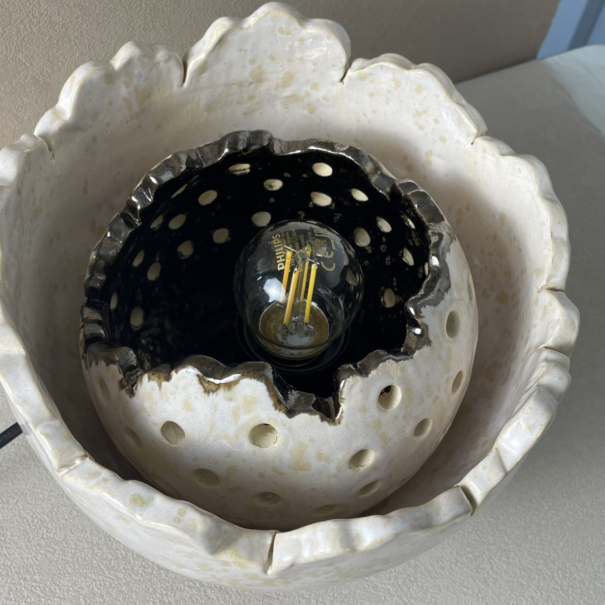 lampe pivoine vue de l'intérieur
